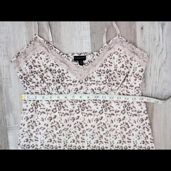 Tahari Teddy Night Gown Short Large Lace Pink Leopard Print - Picture 7 of 8
